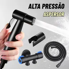 Kit Ducha inoxidável  Higiênica  Escovado Banheiro Lavabo-PRETO