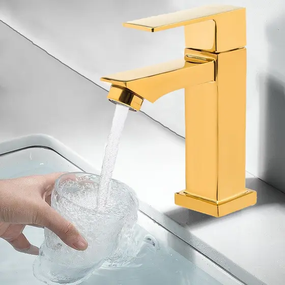 Torneira de banheiro lavabo ou pia Luxo Dourado-100% Sus304 Inox