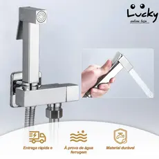 Ducha Higiênica De Banheiro Luxo Quadrada Metal,G1/2 Com Pulverizador Bidê Montado Na Parede