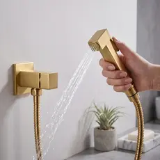 Ducha Higiênica Kit Banheiro Dourado, G1/2 Com Pulverizador Bidê Montado Na Parede, Peças Principais em Metal