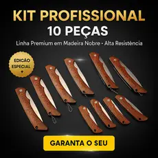 KIT 10 canivetes tipo chaveiro 16,5 cm cabo amadeirado  Bolso Inox Multifuncional Coleção