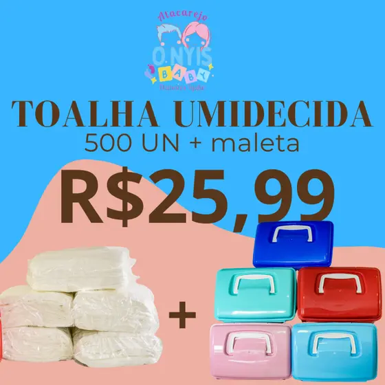 Toalha Umedecida 500 unidades + Maleta