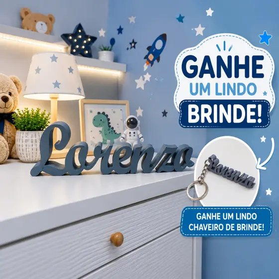 Letreiro Nome Personalizado Decorativo Infantil de Mesa ou Estante