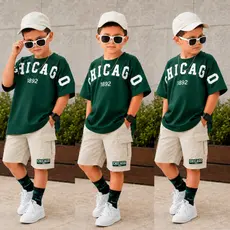Conjunto Infanil Juvenil Menino Camisa e Bermuda 2 ao 12 Anos Modelo Natal Ano Novo