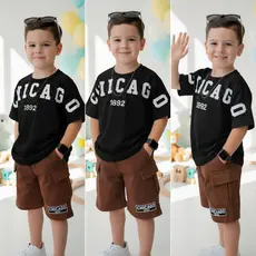 Conjunto Roupa 2 Peças Blusa + Short Infantil Masculino Verão 2 ao 12 Anos Menino Esportivo Casual