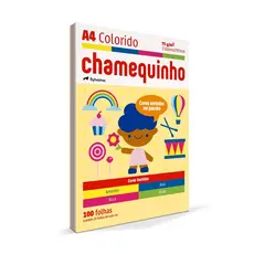 Papel Chamequinho A4 75g Colorido (Amarelo, Azul, Rosa e Verde) 100Fls
