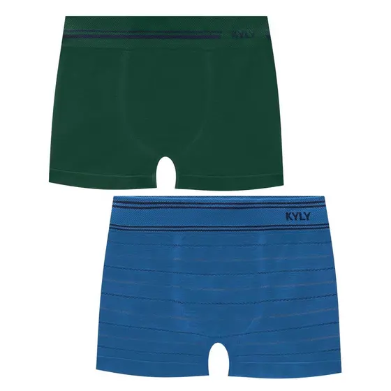 Kit Cueca Infantil Boxer Sem Costura Microfibra 2 Peças Menino Confortável e Sofisticado Kyly 1000855