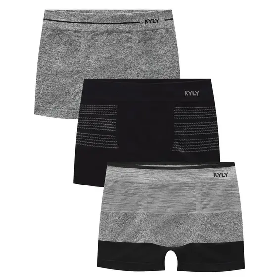 Kit Cueca Infantil Boxer Sem Costura Microfibra 3 Peças Menino Confortável e Sofisticado Kyly 1000857