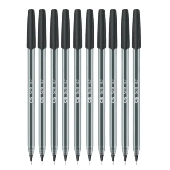 Caneta Preta Ponta Agulha Esfer Cis Scrit 0,7mm Kit com 10 unidades