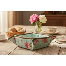Cesta Porta Pães Bolo Quadrado Dupla Face Cozinha Vários Bordados
