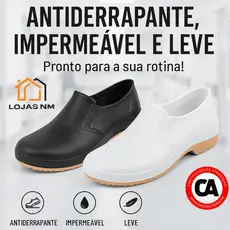 Sapato Profissional Antiderrapante Cartom 1000 Com CA EPI Hospitalar Limpeza Confortável Impermeável