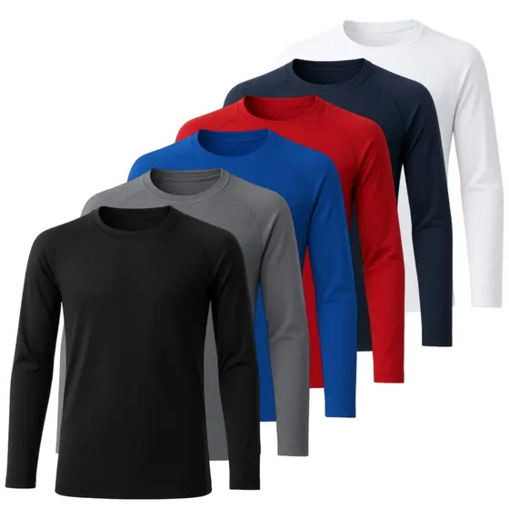 Kit 5 Camisetas Térmica Masculina Blusa Manga Longa Básica Slim