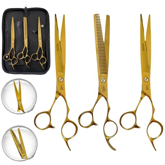 Kit Tesouras Profissionais Fio Laser Desfiadeira Navalha