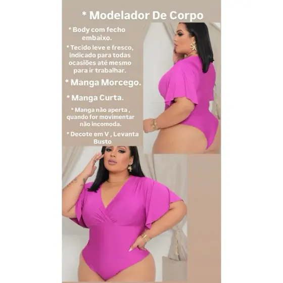 BLUSA CROPPED BODY BORI BORY COM FECHO MODELADOR MODELA CORPO COM FECHO PLUS SIZE MANGA CURTA MORCEGO DECOTE EM V