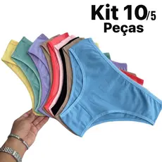 Kit 10/5 Calcinhas 100% Algodao Basica dia a dia Conforto Calcinhas Lisas