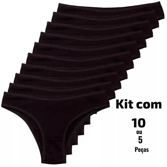 Kit Calcinha Cotton Confort Algodão Tanga Básica Feminina Conforto