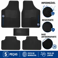 Tapete Borracha Carro VW 5 Peças Antiderrapante Impermeável Polo Saveiro Virtus Nivus T-Cross Gol