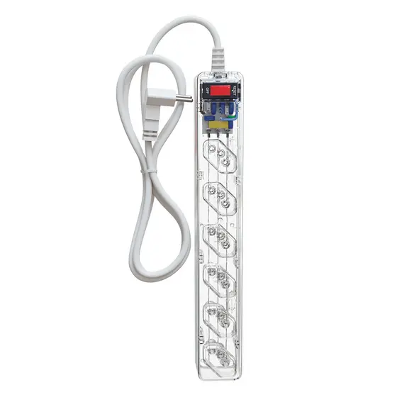 iCLAMPER Energia 6 Tomadas LCF Transparente Filtro de Linha e Protetor Elétrico DPS Bivolt