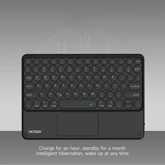 Teclado Bluetooth   Chave Redonda Sem Fio Com Touch Para Celular/Tablet/Laptop