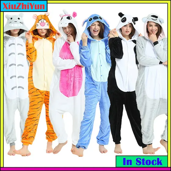 Adultos Panda Animal Peças Inverno Mulheres Pijamas Macacão Masculino Casal Fantasia Cosplay Flanela Desenho Animado Roupa De Dormir