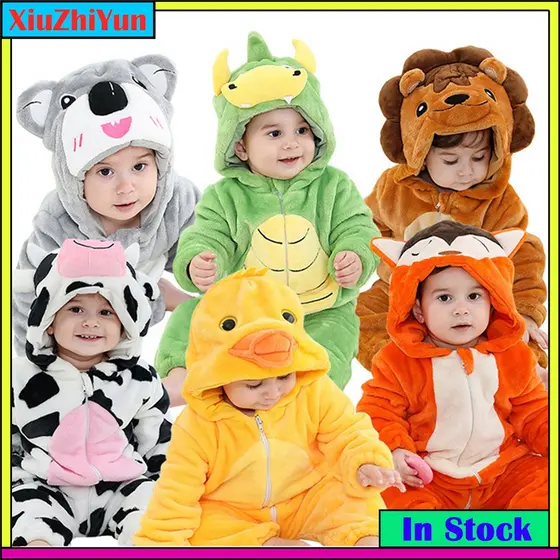 Baby One Piece Romper Animals Cosplay Kigurumi Kids Onesie Anime Cartoon Bonitinho Koala Fato De Sono Duck Sleep Suit Toddler