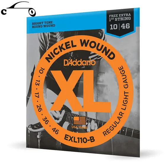 Encordoamento para Guitarra Daddario 010-046 EXL110-B Tensão Leve com 1ª Corda Mi Extra Jogo de cordas Para Guitarra Elétrica