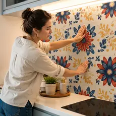 Papel de Parede Cozinha Lavavel Meia Parede Azulejos Revestimento de Parede Rolo Autocolante