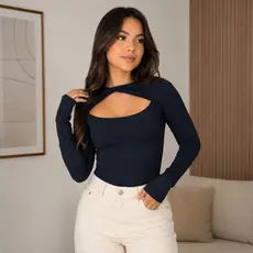 Body Feminino De Manga Longa Com Suplex Decote Justo E  Moda  Blogueiro  Festa