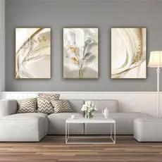Quadros Decorativos 3 peças dourada prata pássaros flor cabeceira