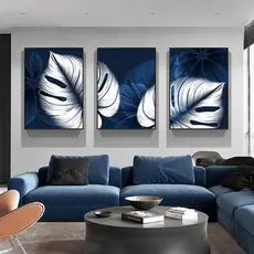 quadro para sala decorativo flor azul e branco