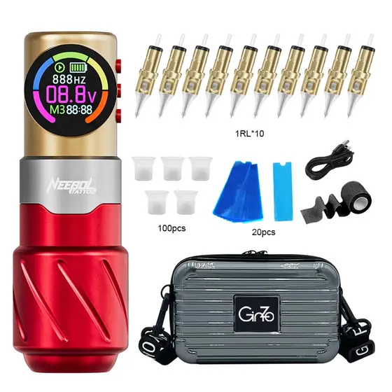 Caneta De Tatuagem Profissional Sem Fio S4-Tela LCD , Poderoso Motor Coreless , Alta Precisão (Caixa)