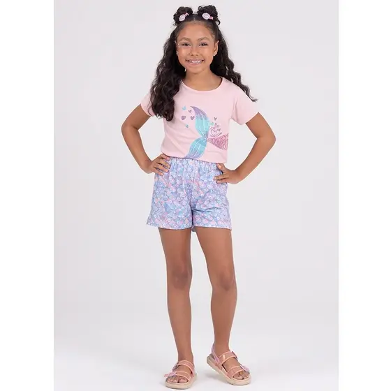 Conjunto Infantil Sereia Princess Rosa