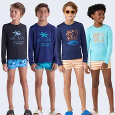 Conjunto Moda Praia UV50+ Masculino Infantil Coqueiro