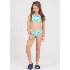 Conjunto Infantil Cropped UV 50+ Corações Verde