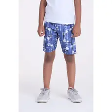 Bermuda Infantil Tactel Coqueiros Azul