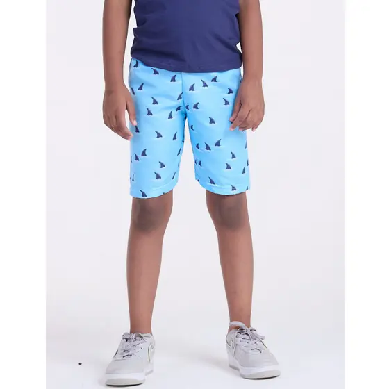 Bermuda Infantil Tactel Tubarão Azul