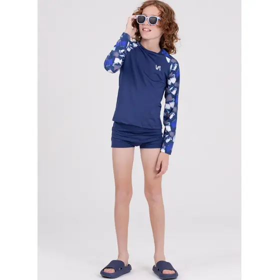 Conjunto Infantil Manga Longa UV 50+ Summer Marinho