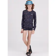 Conjunto Infantil Manga Longa UV 50+ Skeleton Preto