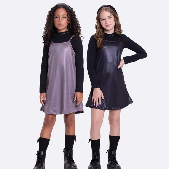 Conjunto Cropped e Vestido Infantil