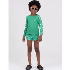 Conjunto Infantil Manga Longa UV 50+ Tubarão Verde
