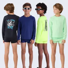 Conjunto Moda Praia UV50+ Infantil Masculino Estampa Costas Surf Polvo