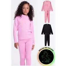 Kit 2 Conjuntos Infantil Térmicos Detalhes Feminino