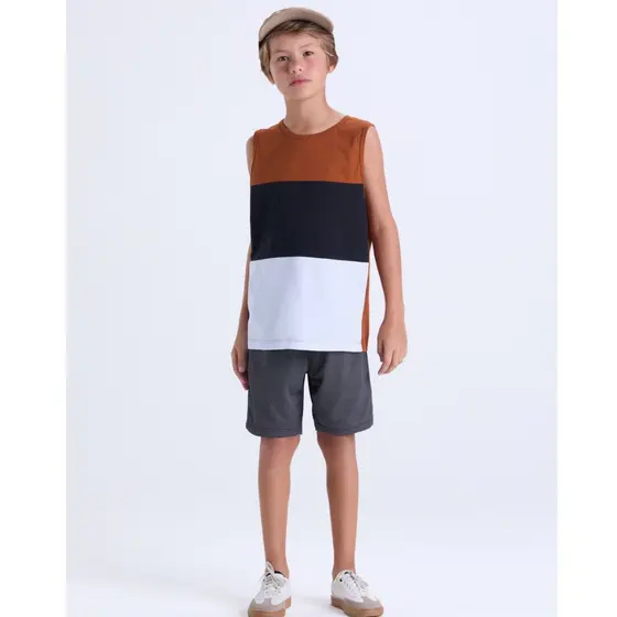 Conjunto Masculino Infantil de Verão Regata Tricolor
