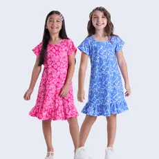 Vestido Infantil Menina Estampa de Flores e Babados