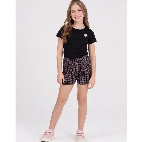 Conjunto Infantil Shiny Heart Preto