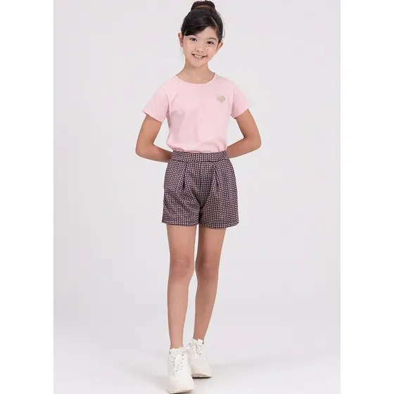 Conjunto Infantil Shiny Heart Rosa Claro