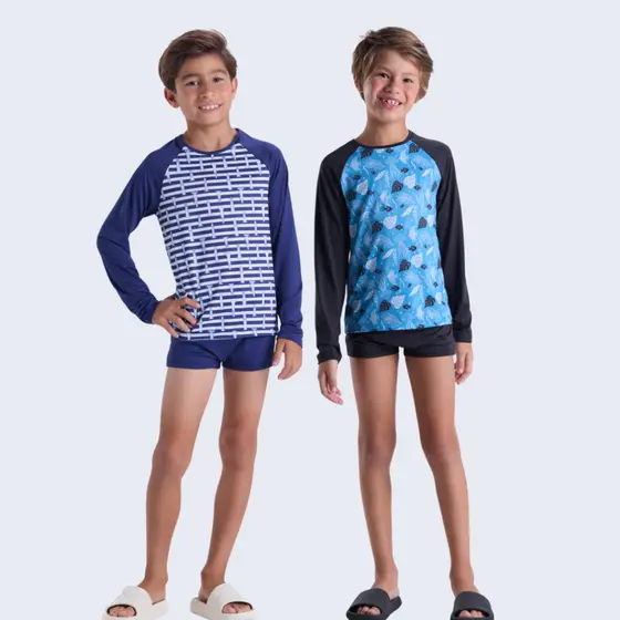 Conjunto Moda Praia UV50+ Infantil Raglan Sublimado