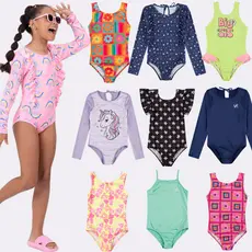 Kit Sortido 3 Peças de Roupas Infantis Menina Moda Praia- 3 Maiôs