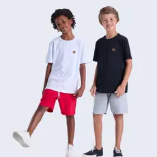 Conjunto Infantil de Verão Camiseta Lisa com Aplique