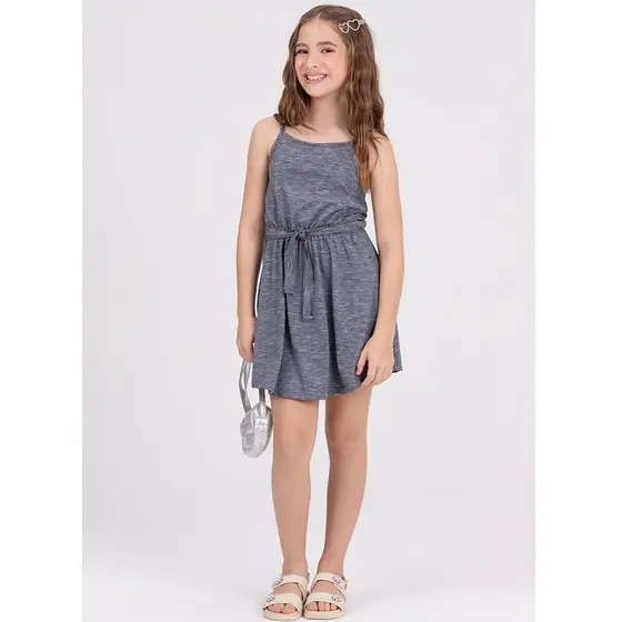 Vestido Infantil Alcinha Laço Chumbo